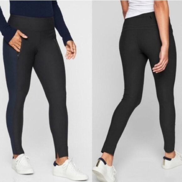 ATHLETA Stellar Tight Legging Black Navy Blue XS Zipper Pockets 77262 870815-05 - Picture 1 of 9